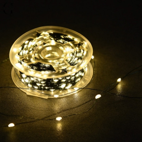 Гірлянда Роса 1000LED 100м на катушці з пультом, 220В, зелений дріт, колір теплобілий