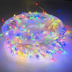 Гірлянда мішура (феєрверк) 300LED, 10м, 220В, срібний дріт, колір RGB мультиколор