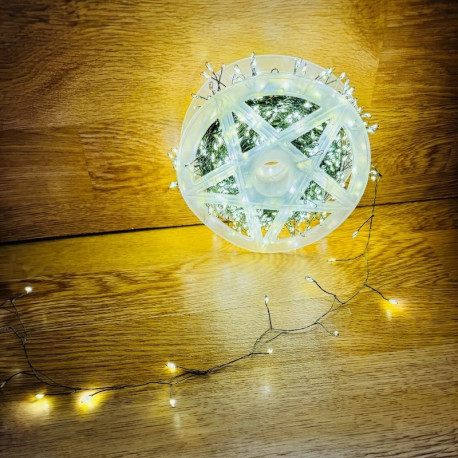 Гірлянда мішура (феєрверк) 900LED, 30м, 220В, зелений дріт, з пультом, колір білий