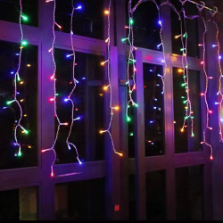Гірлянда штора-бахрома 3х1м, 120LED, 220В, провід білий, колір мультиколор RGB