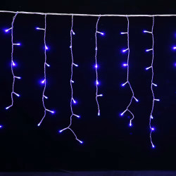 Гірлянда штора-бахрома 3х1м, 120LED, 220В, провід білий, колір синій