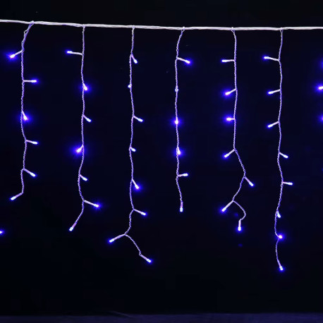 Гірлянда штора-бахрома 3х1м, 120LED, 220В, провід білий, колір синій