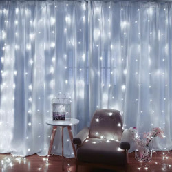 Гірлянда штора 3х1м, 120LED, 220В, провід прозорий, колір білий