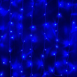 Гірлянда штора 1.5м х 1.5м, 120LED, 220В, провід білий, колір синій