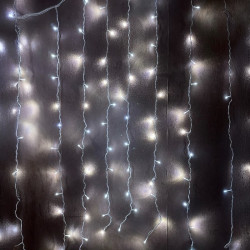 Гірлянда штора 1.5м х 1.5м, 120LED, 220В, провід білий, колір світіння білий