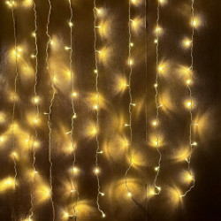 Гірлянда штора 1.5м х 1.5м, 120LED, 220В, провід білий, колір теплобілий