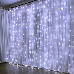 Гірлянда штора 3х2 м, 192 LED, 220В, провід прозорий, колір білий