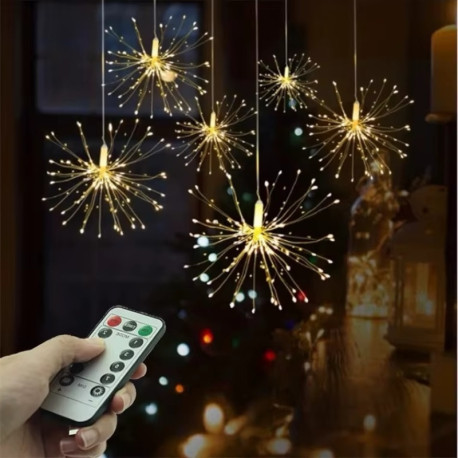 Гірлянда штора-феєрверк 800 LED, 3м, USB+пульт, колір теплобілий