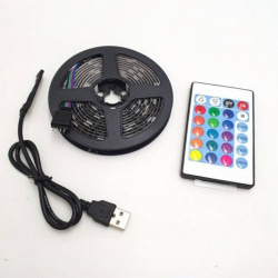 Світлодіодна RGB стрічка 5050 з пультом, 5 метрів на самоклейці від USB