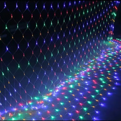 Гірлянда сітка 120 LED, 1.5x1,5 м, 220В, прозорий провід, колір RGB мультиколор