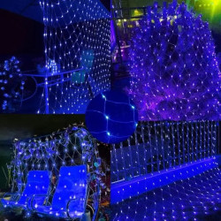 Гірлянда сітка 120 LED, 1.5x1,5 м, 220В, прозорий провід, колір синій