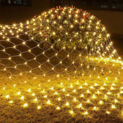 Гірлянда сітка 120 LED, 1.5x1,5 м, 220В, прозорий провід, колір теплий