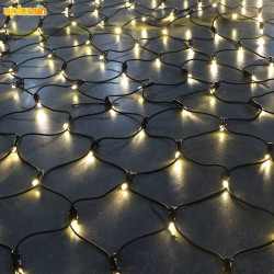 Гірлянда сітка 400 LED, 3м на 3метри, FLASH, IP65, чорний каучуковий кабель 3.3мм, колір теплий