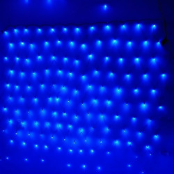Гірлянда сітка 400 LED, 3:3 метри, FLASH, IP65, чорний каучуковий кабель 3.3мм, колір синій