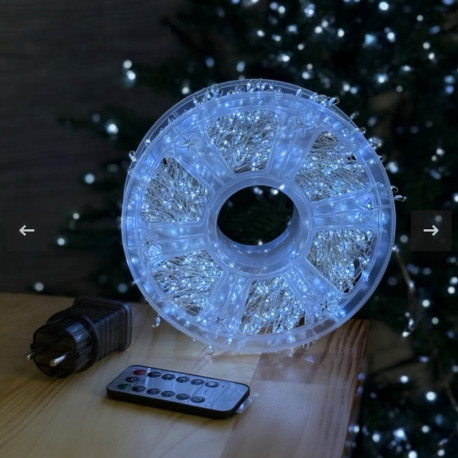 Гірлянда мішура (феєрверк) 2000LED, 100м, 220В, срібний дріт, з пультом, колір білий