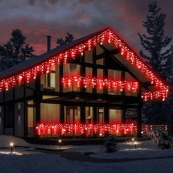 Вулична гірлянда “Бахрома” 144 LED+FLASH,5x0,6м, чорний каучук 3.3мм, колір червоний IP65