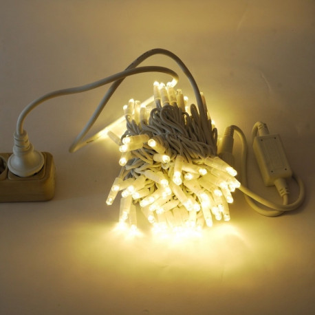Вулична гірлянда Нитка String ,100 LED+FLASH, 10м,білий каучук 3.3мм,колір теплобілий IP65