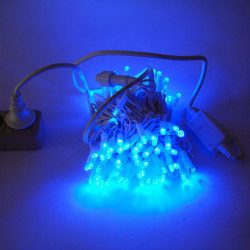 Вулична гірлянда Нитка String ,100 LED+FLASH, 10м,білий каучук 3.3мм,колір синій IP65