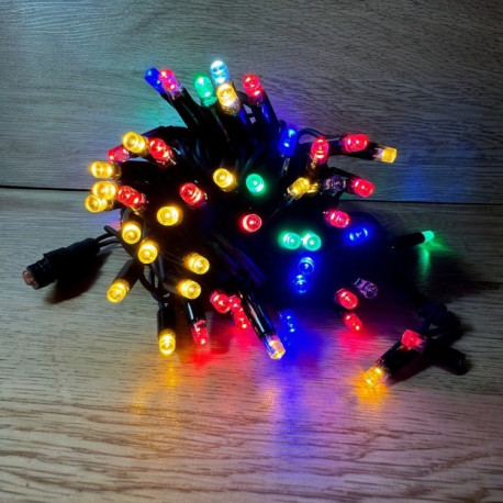 Вулична гірлянда Нитка String ,100 LED+FLASH, 10м,чорний каучук 3.3мм, мультиколор RGB IP65