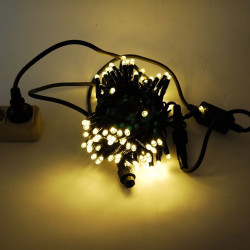 Вулична гірлянда Нитка String ,100 LED+FLASH, 10м,чорний каучук 3.3мм,колір теплобілий IP65