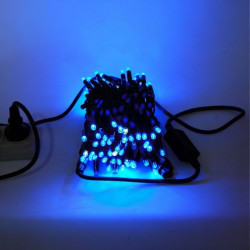 Вулична гірлянда Нитка String ,100 LED+FLASH, 10м,чорний каучук 3.3мм,колір синій IP65