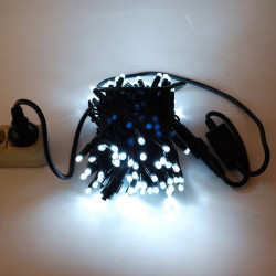 Вулична гірлянда Нитка String ,100 LED+FLASH, 10м,чорний каучук 3.3мм,колір білий IP65