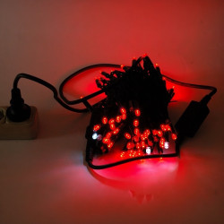 Вулична гірлянда Нитка String ,100 LED+FLASH, 10м,чорний каучук 3.3мм,колір червонийй IP65