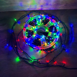 Гірлянда нитка на котушці 500LED+FLASH, 50м, чорний провід 2.2мм, мультиколор IP44