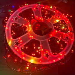 Гірлянда нитка на котушці 500LED+FLASH, 50м, чорний провід 2.2мм, колір червоний IP44