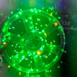 Гірлянда нитка на котушці 500LED+FLASH, 50м, чорний провід 2.2мм, колір зелений IP44