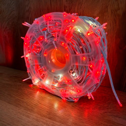 Гірлянда нитка на котушці 500LED+FLASH, 50м, білий провід 2.2мм, колір червоний IP44