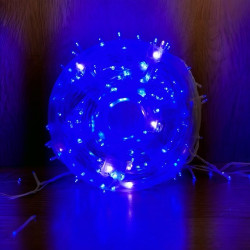 Гірлянда нитка на котушці 500LED+FLASH, 50м, білий провід 2.2мм, колір синій IP44
