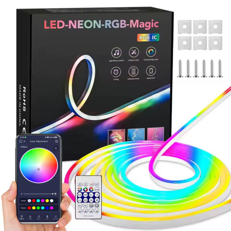 Гнучкий SMART неон, RGB, 10 метрів з додатком з телефону + Пульт