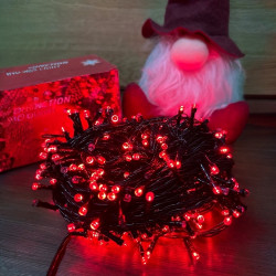 Світлодіодна гірлянда 400 LED чорний провід, колір червоний