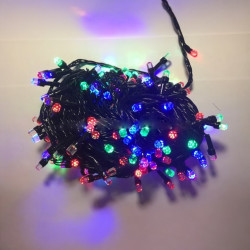 Гірлянда 100 LED Рубін чорний провід мультиколор