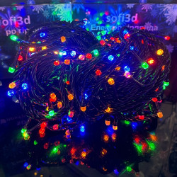 Гірлянда 200 LED Рубін чорний провід різнокольорова