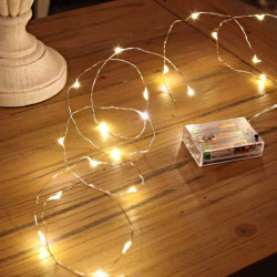 Гірлянда роса на батарейках 5 метрів, 50 LED теплобіла (WARM WHITE)