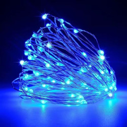Гірлянда роса на батарейках 5 метрів, 50 LED синя (BLUE)
