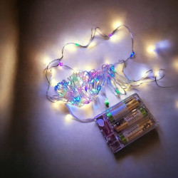 Гірлянда роса на батарейках 10 метрів, 100 LED кольорова (RGB)
