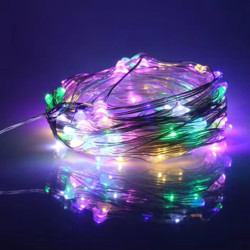 Гірлянда Роса на батарейках+USB,10метрів 100LED, мультиколор