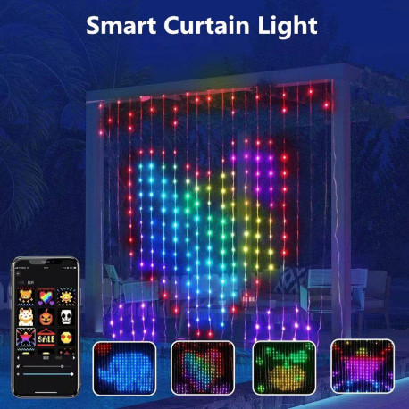Smart гірлянда “Штора”, 3:2 м., RGB, з пультом та додатком на смартфоні