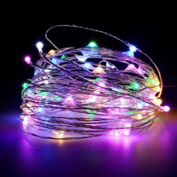 Гірлянда Роса на батарейках+USB, 20 метрів 200 LED, різнокольорова