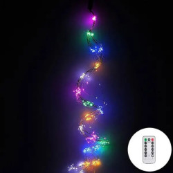 Гірлянда Роса “Кінський хвіст” 200LED 2м, 10 ниток, срібний дріт, від USB, колір RGB