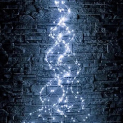 Гірлянда Роса “Кінський хвіст” 200LED 2м, 10 ниток, срібний дріт, від USB, колір білий