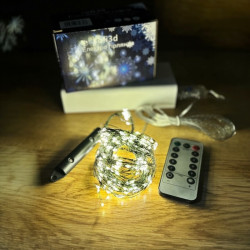 Гірлянда Роса “Кінський хвіст” 200LED 2м, 10 ниток, зелений дріт, від USB, колір білий
