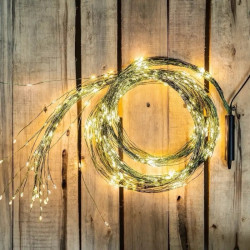 Гірлянда Роса “Кінський хвіст” 200LED 2м, 10 ниток, зелений дріт, від USB, колір теплобілий