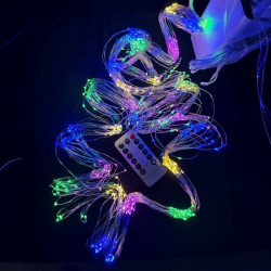 Гірлянда Роса “Кінський хвіст” 400LED 2м, 20 ниток, срібний дріт, від USB, колір RGB мультиколор