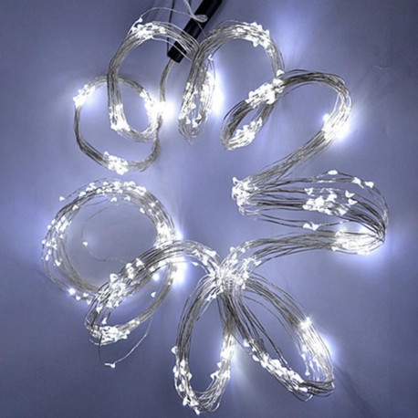 Гірлянда Роса “Кінський хвіст” 800LED 3м, 20 ниток, срібний дріт, від USB, колір білий