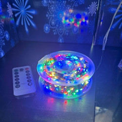 Гірлянда нитка “Роса” 400 LED 40м, зелений дріт, від USB, колір RGB мультиколор
