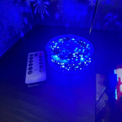 Гірлянда нитка “Роса” 400LED 40м, зелений дріт, від USB, колір синій